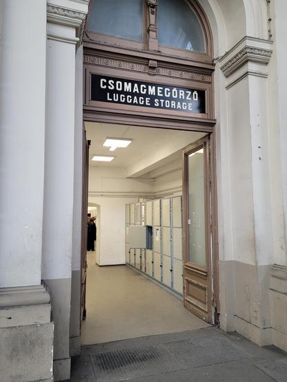 Luggage storage room entrance.