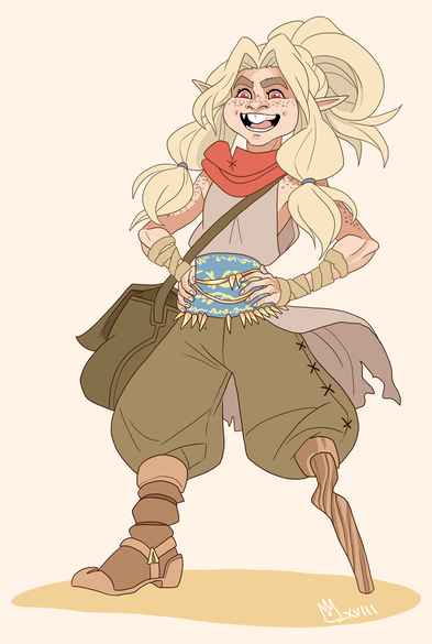 Digital drawing of Dal from Rising Sand. She's standing straight with her hands on her hips.