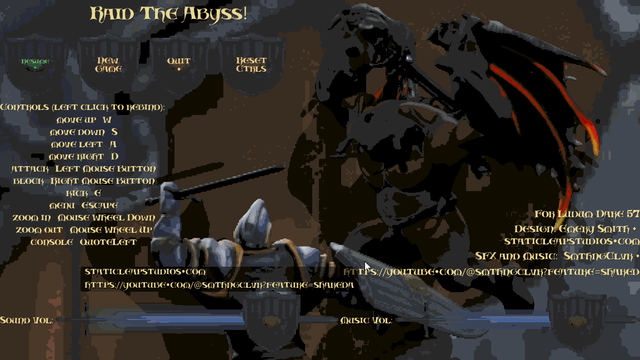 Screenshot of main menu page