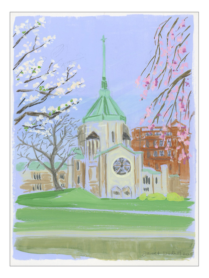 Church and blossoms
