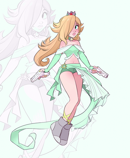 Princess Rosalina in her very own Final Fantasy X-2 Gunner dresspehre! She's wielding the Nintendo Wii-motes in the custom gun cartridges.   