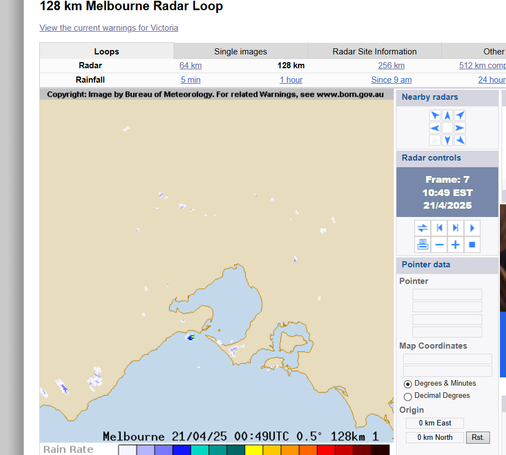 Bureau of meteorology Australia showing a blank map of the state of Victoria when it usually shows the radar view including place names. 