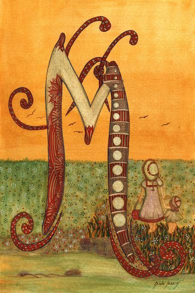 Alphabet : lettre "M" 
nicole-pessin.com/

#encre #encredechine #poesie #alaphabet #art #artiste #illustration #peinture #aquarelle 