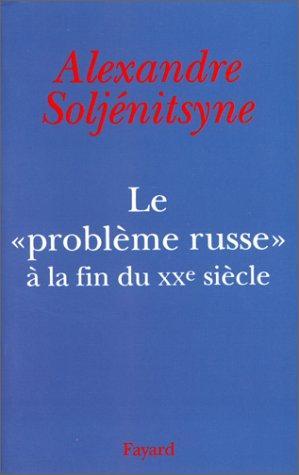 livre Le problème russe à la fin du 20ème siècle par l'auteur russe Alexandre Soljenitsyne.

Avant de rentrer vivre en Russie, après vingt ans d'exil, Soljénitsyne s'adresse à ses concitoyens dans ce long essai angoissé. Il cherche à les aider à trouver des points de repère dans la confusion du postcommunisme. 
