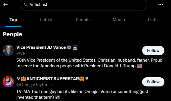 Be me:
Explore tab.
Click: "Anticrist".
Top Results: USA Vice Couch F*cker . 