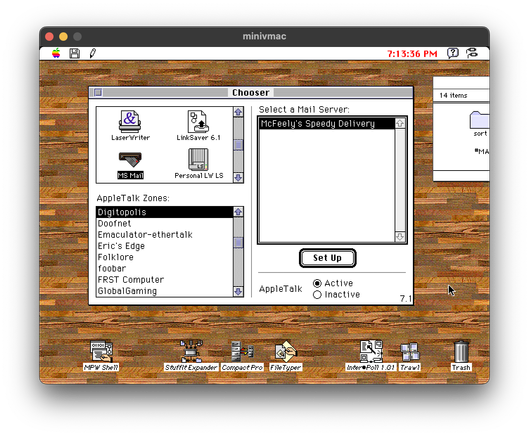 The Chooser allows the user to select a Microsoft Mail server.