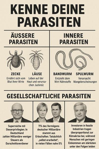 Viel Aufregung jederzeit über Menschen mit leistungslosen Einkommen. Es ist jedoch nicht die Gruppe Menschen, die Du jetzt zuerst im Kopf hast. Spoiler: Es sind nicht Bürgergeldempfänger*innen.

#parasiten #eattherich #verantwortung #superreich