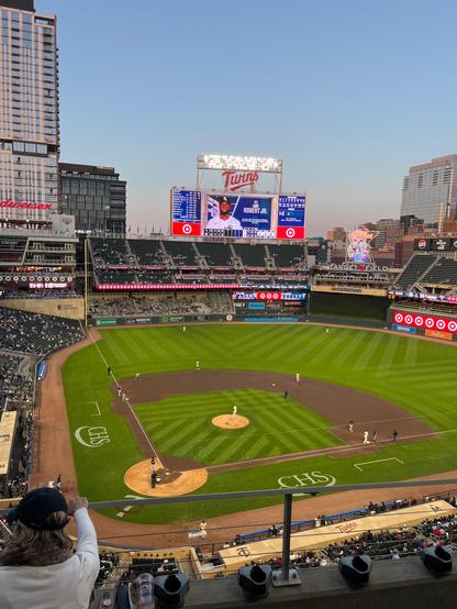 Target Field, from up the nosebleed, looking down over the game.