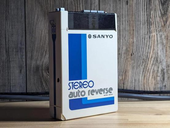 A strange portable cassette player, the top-loading Sanyo M6060.