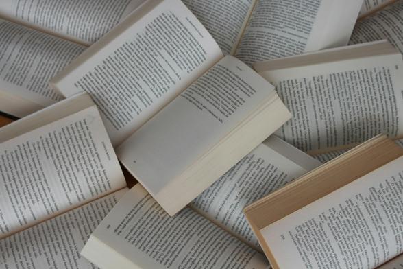 Varios libros abiertos, unos sobre otros. Foto de Gülfer ERGİN en https://unsplash.com/es/fotos/libro-blanco-y-marron-sobre-superficie-tejida-marron-LUGuCtvlk1Q
      