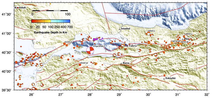Historical seismicity map generated using GMT by Jascha Polet