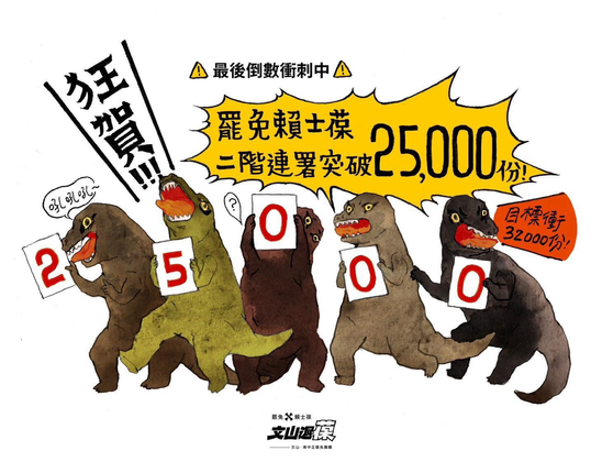 狂賀罷免賴士葆二階連署突破25000份，目標衝32000份！
