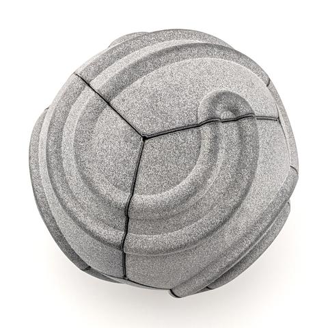 Cubic spherical Truchet tiling in the same speckled gray plastic