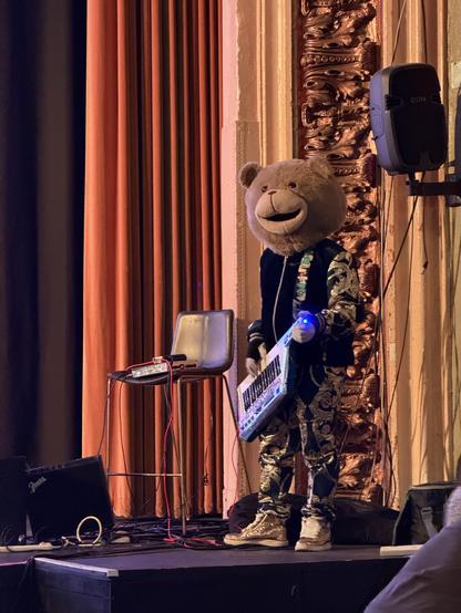 Keytar Bear on stage at the Somerville 