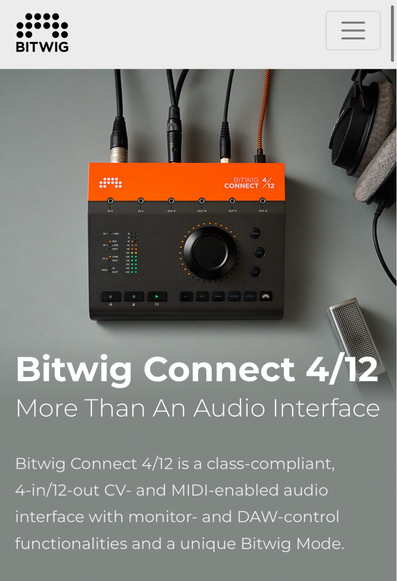 Screenshot of the release website for the Bitwig Connect 4/12