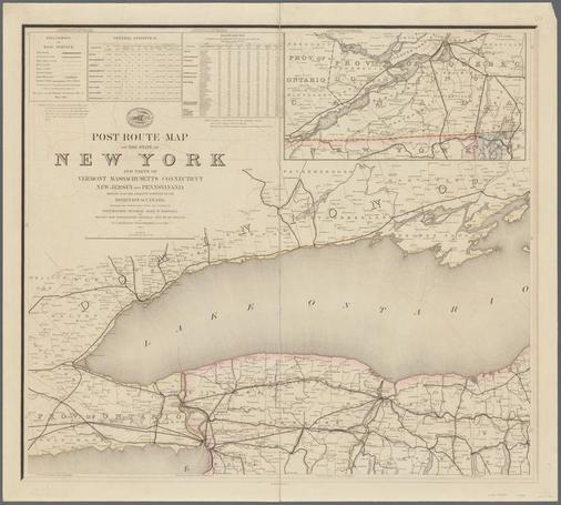 Post route map of the State of New York