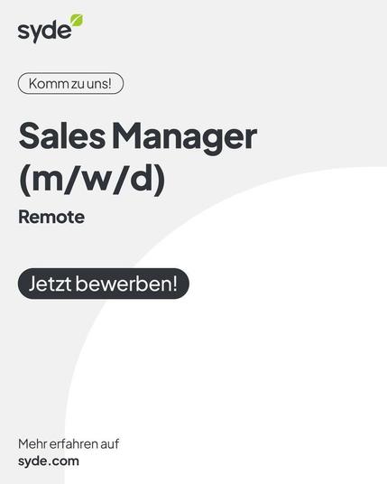 Sales Manager (m/f/d): Open Position at Syde