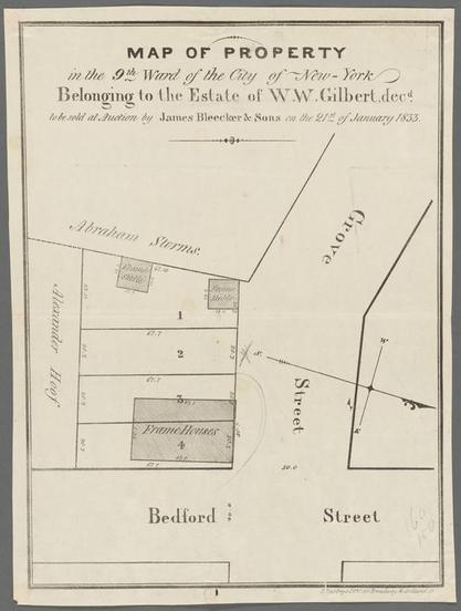 Map of property in the 9th ward of the city of New-York belonging to the estate of W.W. Gilbert, decd., to be sold at auction by James Bleecker & Sons on the 21st of January, 1833
