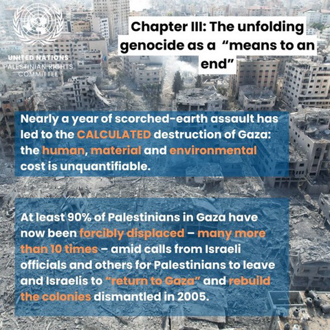 🇺🇳 United Nations | Report A/79/384 « Genocide as colonial erasure »  ➡️ https://www.ohchr.org/en/documents/country-reports/a79384-report-special-rapporteur-situation-human-rights-palestinian Report of the Special Rapporteur on the situation of human rights in the Palestinian territories occupied since 1967 https://www.un.org/unispal/document/genocide-as-colonial-erasure-report-francesca-albanese-01oct24  #HumanRights #oPt 