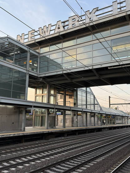 Newark Liberty train station in the golden hour 