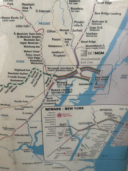 Rail map of New Jersey showing lines converging on penn station 