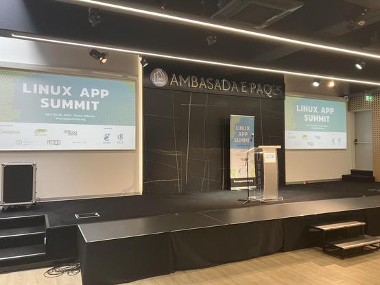 The Linux App Summit stage