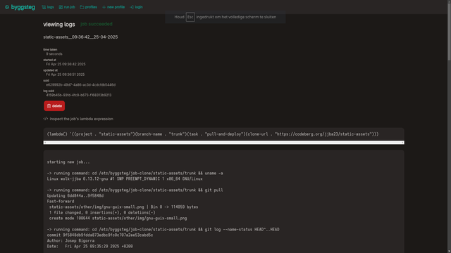 screenshot showing byggsteg