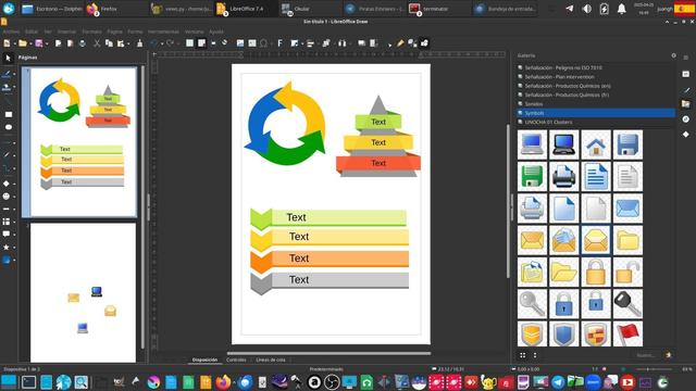 Captura de pantalla teniendo el programa Libreoffice abierto. Algunas gráficas sobre una de las hojas.