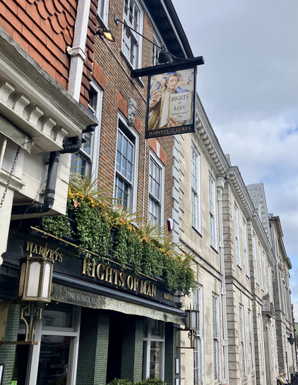 The exterior of the Rights of Man pub in Lewes, Sussex, Uk.