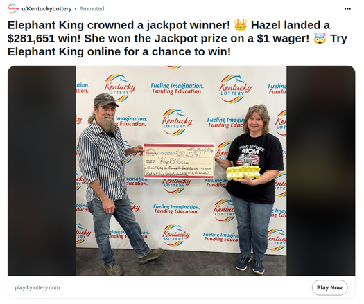 Lottery winner poses with a six-figure check...and a dozen eggs.