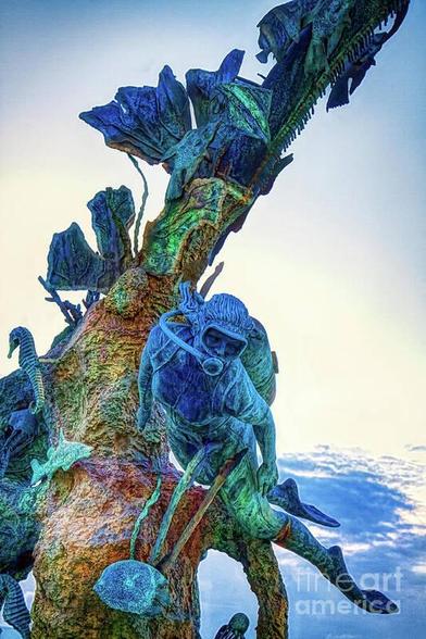 Diver Sculpture, part of the Coral Reefs Monument in Cozumel, Mexico - Art Print for Sale at Fine Art America