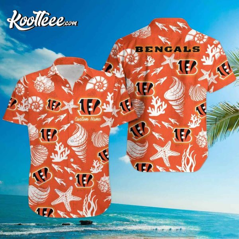 Cincinnati Bengals Custom Name Shells Starfish Hawaiian Shirt
