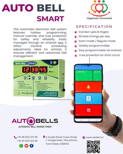 🔔 Say goodbye to manual bell ringing!
Introducing our Automatic Bell Ringing System – now with an easy-to-use mobile app! 📱
✅ Schedule bells from anywhere
✅ Save time and effort
✅ Perfect for schools, colleges, and institutions
✅ Reliable & maintenance-free
📲 Control it right from your phone and keep your day on track effortlessly!
#AutoBell #SmartSchool #RealTechInnovation #BellAutomation #TimeManagement #MobileAppControl #treanding #today