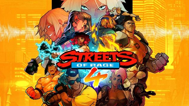 The Streets of Rage 4 logo, surrounded by the characters from the game