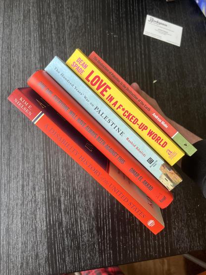 The Destruction of Palestine Is the Destruction of the Earth Andreas Malm
DEAN
SEANE LOVE IN A F*CKED-UP WORLD e
SPADE
LOVE IN A F*CKED-UP WORLD
The Hundred Years' War on PALESTINE Rashid Khalidi E
ONE DAY, FIERVONE WIL HAVE ALWAYS BEEN AGAINST THIS
OMAR EL AKKAD
KIM E.
NIELSEN
A DISABILITY HISTORY of the UNITED STATES