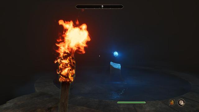 Ponders, at the end of the Test of Perception, finds a blue glowing orb floating over a pedestal.