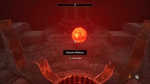 The Element of Patience, a firey red orb made of whispy smoke.