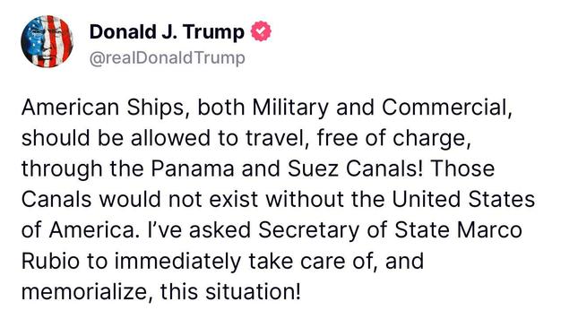 Trump about Suez and Panama canal