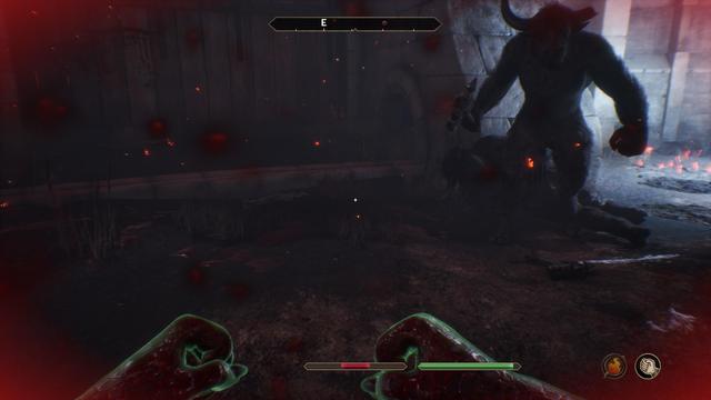 Barely clinging on to life, Ponders manages to punch a Minotaur to death, the other is still charging at him relentlessly.