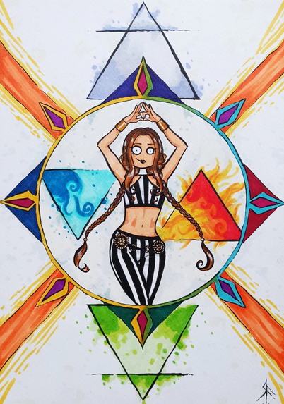 ilustracion de mi amiga Sereia a tinta y marcadores de alcohol