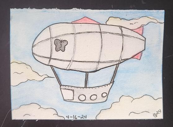 Airship butterfly flying through the sky