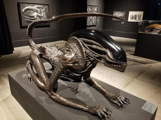 Full size sculpture of the xenomorph at an HR Giger exhibition 