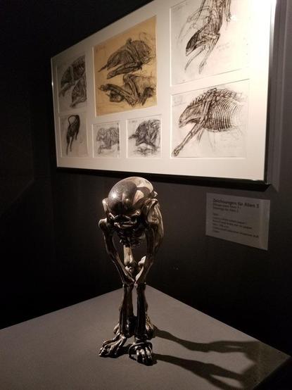 Sculpture of the Alien 3 baby thumper concept by HR Giger
