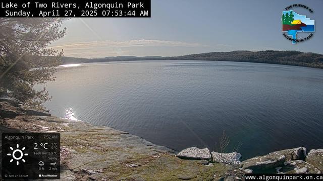 A webcam shot of Lake of Two Rivers in Algonquin Park.