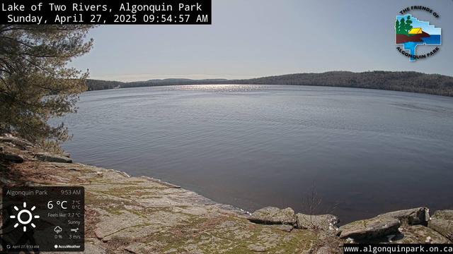 A webcam shot of Lake of Two Rivers in Algonquin Park.