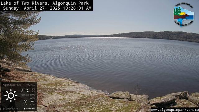 A webcam shot of Lake of Two Rivers in Algonquin Park.