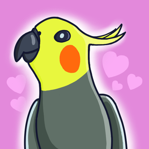 A cartoon of a cockatiel.