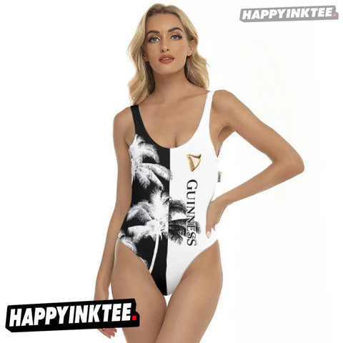 Guinness Beer Coconut Tree Summer One-Piece Swimsuit