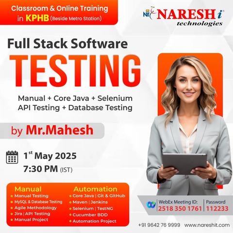 Free Full Stack Software Testing Online Training!
