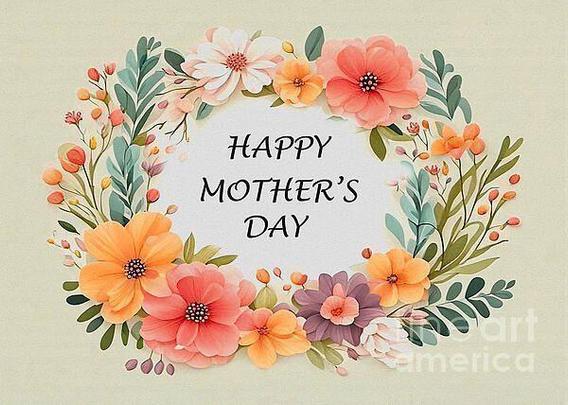 A Mug for #Mother's Day
A festive greeting for Mother's Day is framed by a vibrant wreath of illustrated flowers in various shades of pink, orange, and green. The warm colors and floral design convey a cheerful and loving sentiment for a special occasion.
I wish a Happy Mother's Day to all mothers of the world. They deserve it.

THE FINE ART AMERICA LOGO WILL NOT APPEAR ON PURCHASED PRINTS OR PRODUCTS. 